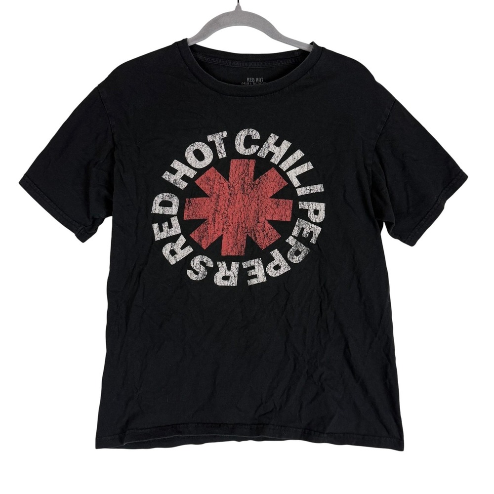 Red Hot Chili Peppers Shirt Mens Medium Black Logo Graphic Rock Band Tee Y2K